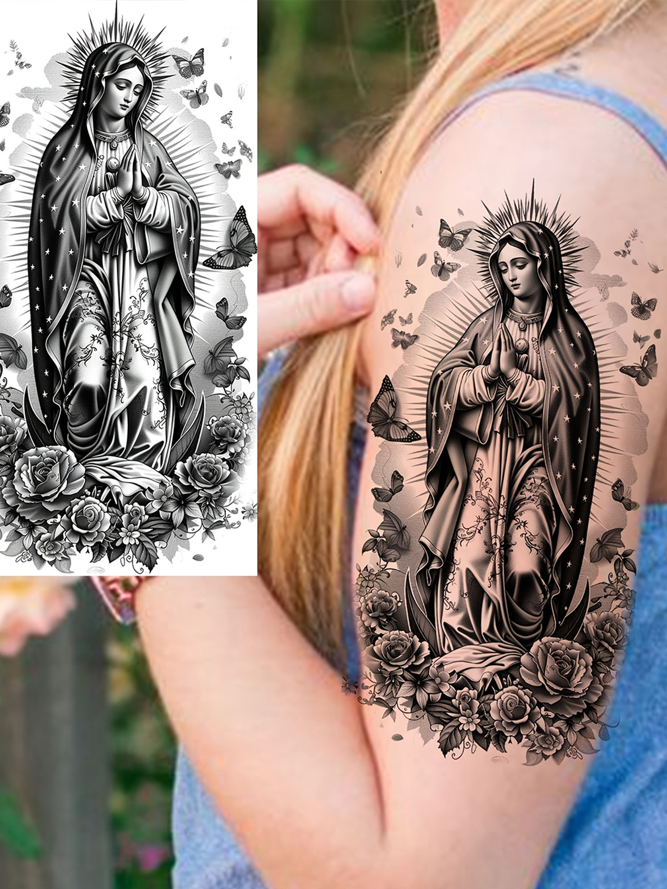 Virgin Mary Temporary Tattoo Sticker